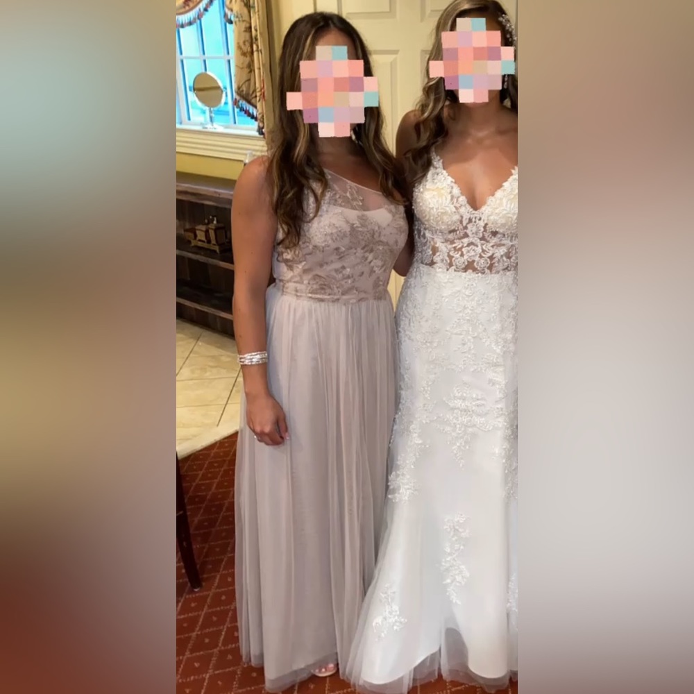 Tan David’s Bridal Bridesmaids Dress. Size 6